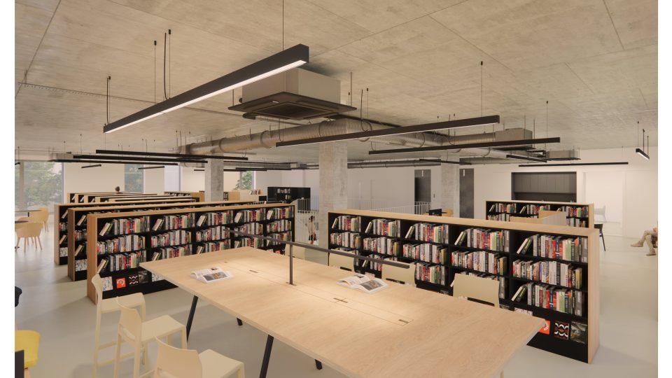 Vizualizace nové knihovny na Petřinách