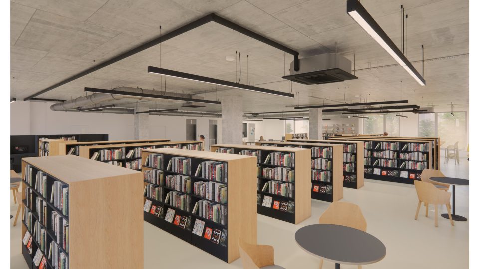 Vizualizace nové knihovny na Petřinách