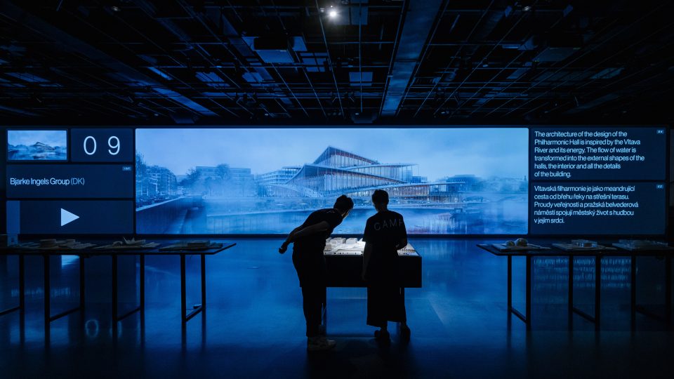 Výstava soutěžních návrhů Vltavské filharmonie v Centru architektury a městského plánování