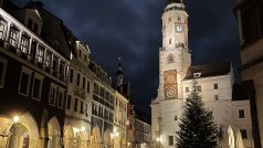 Dolní Náměstí ve městě Görlitz v noci